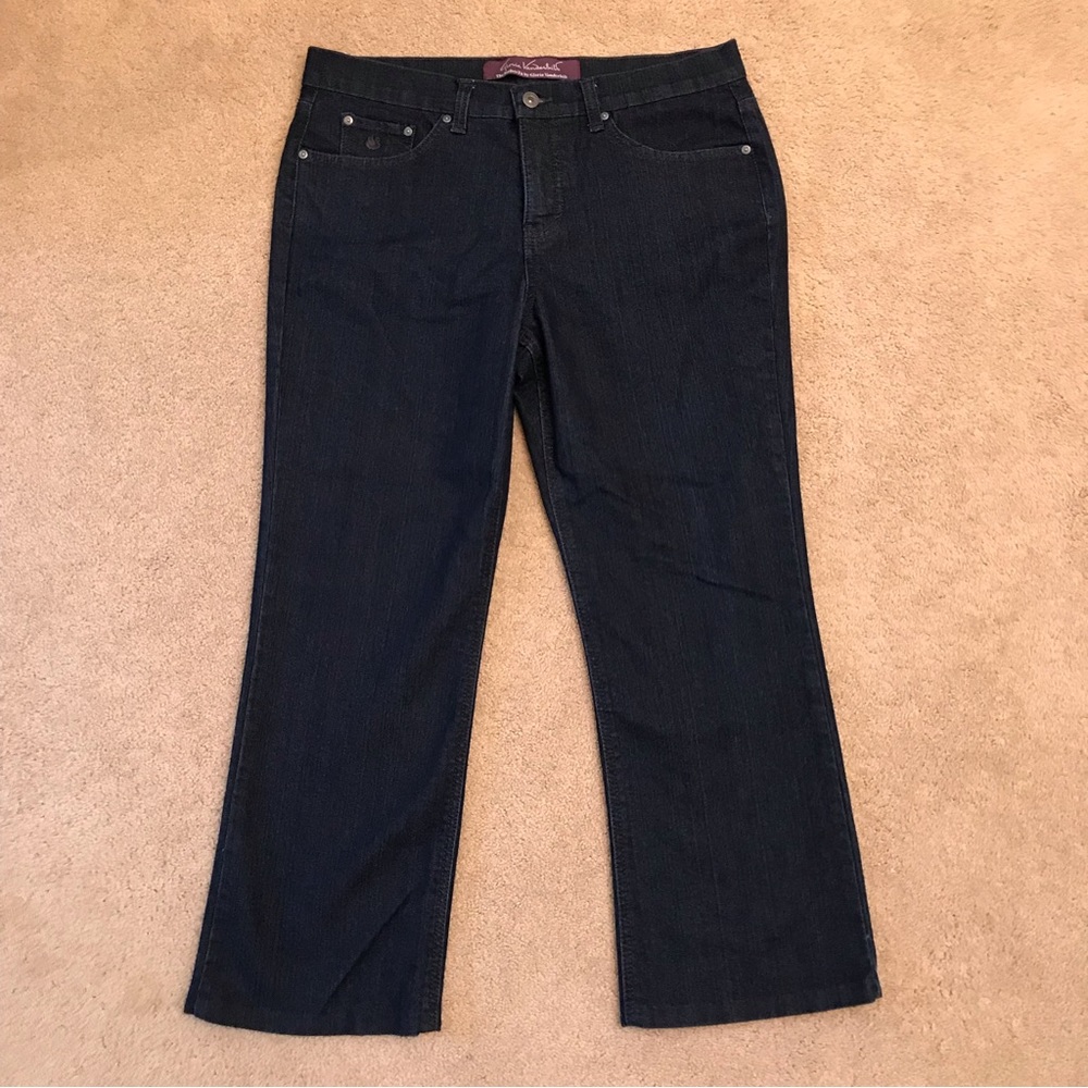 Gloria Vanderbilt Dark Blue Denim Jeans Womens Size 12 SHORT Mid Rise Gabby